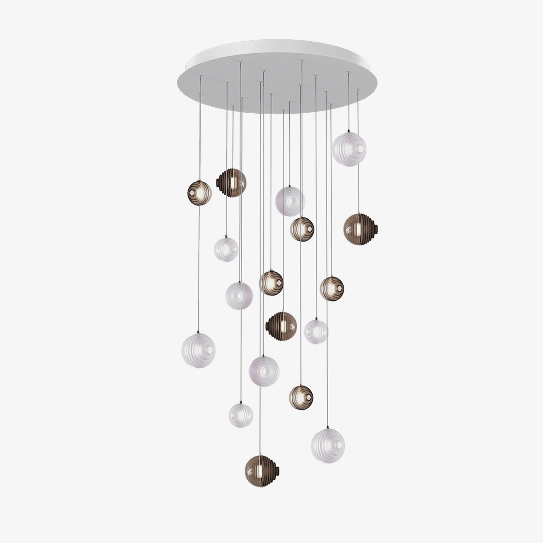 Cosmic Sphere Cascade Glass Chandelier - 3 - lights ∅ 11.8″ x H 59.1″Clearcasivra