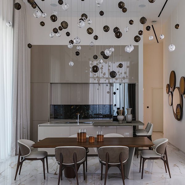 Cosmic Sphere Cascade Glass Chandelier - 3 - lights ∅ 11.8″ x H 59.1″Clearcasivra