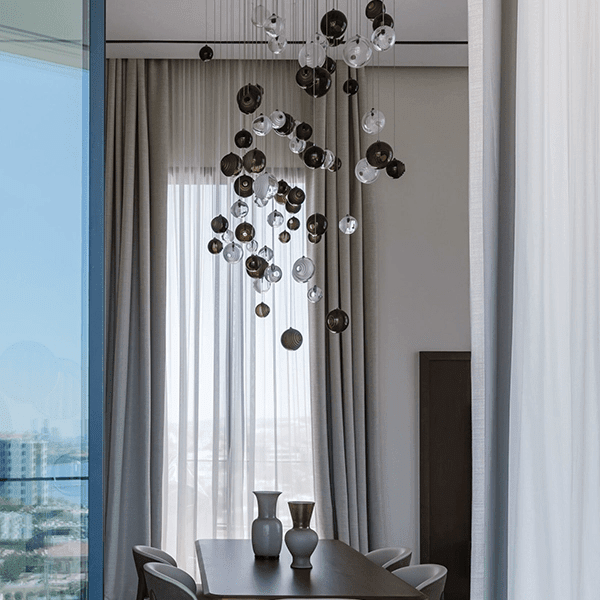 Cosmic Sphere Cascade Glass Chandelier - 3 - lights ∅ 11.8″ x H 59.1″Clearcasivra