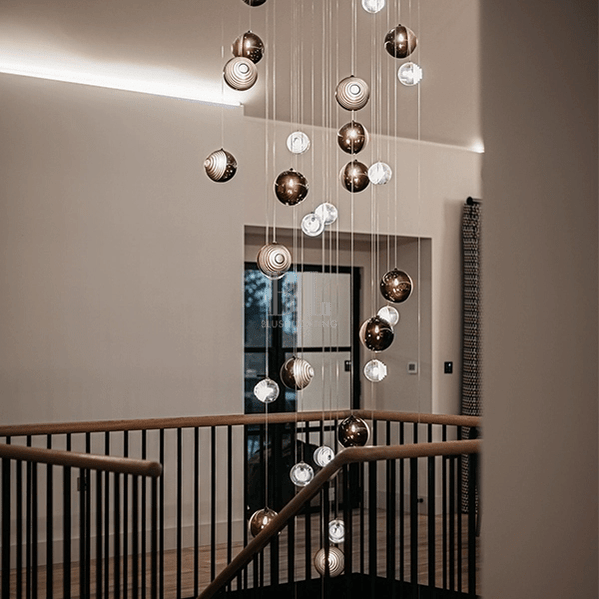 Cosmic Sphere Cascade Glass Chandelier - 3 - lights ∅ 11.8″ x H 59.1″Clearcasivra
