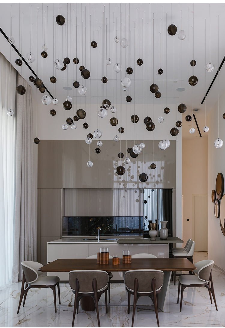 Cosmic Sphere Cascade Glass Chandelier - 3 - lights ∅ 11.8″ x H 59.1″Clearcasivra