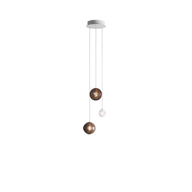 Cosmic Sphere Cascade Glass Chandelier - 3 - lights ∅ 11.8″ x H 59.1″Smoke grey & Clearcasivra