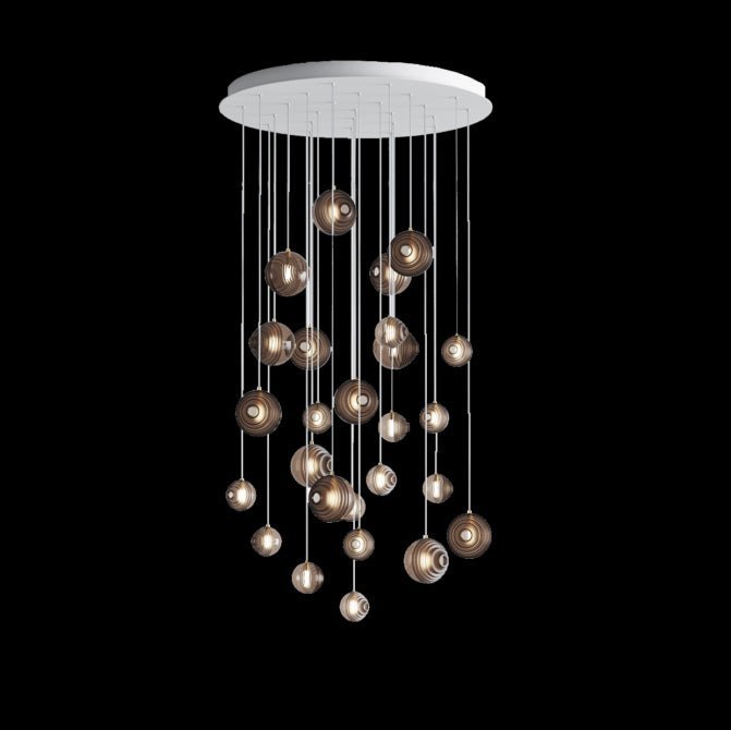 Cosmic Sphere Cascade Glass Chandelier - 26 - lights ∅ 39.4″ x H 78.7″Smoke greycasivra