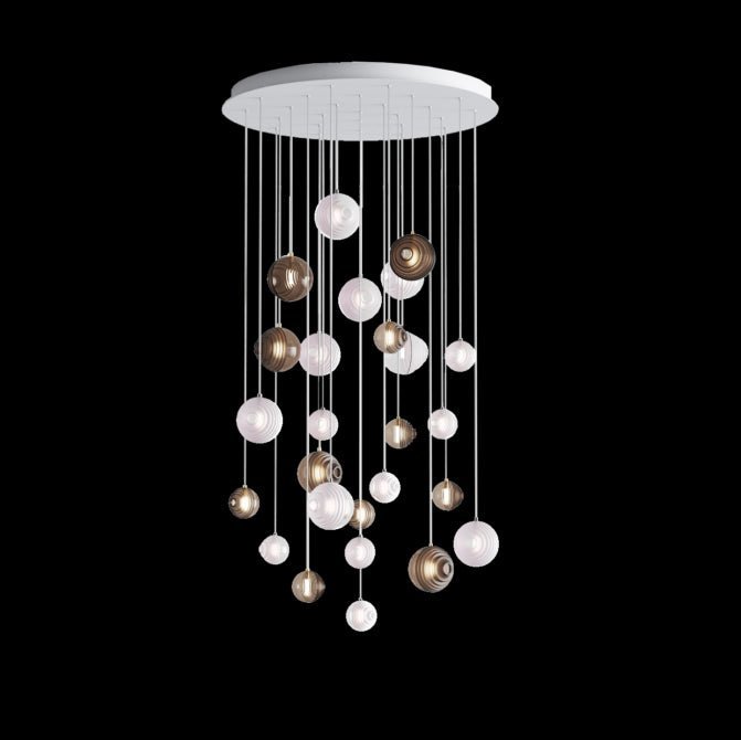 Cosmic Sphere Cascade Glass Chandelier - 26 - lights ∅ 39.4″ x H 78.7″Smoke grey & Clearcasivra