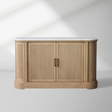 Coventry Buffet Cabinet with Carrara Marble Top and Adjustable Shelf