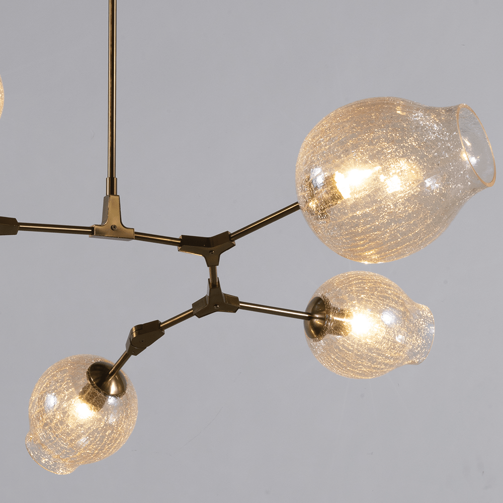 Covington Drop Globe Branching Bubble Chandelier 30'' - Champagne Crackle GlassBrasscasivra