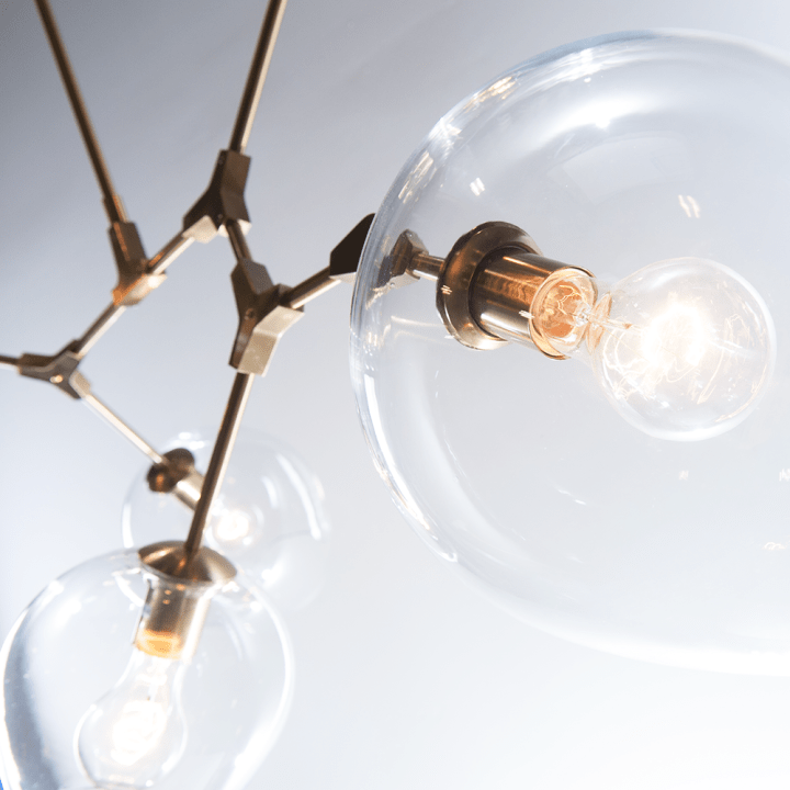 Covington Drop Globe Branching Bubble Chandelier 30'' - Clear GlassBrasscasivra