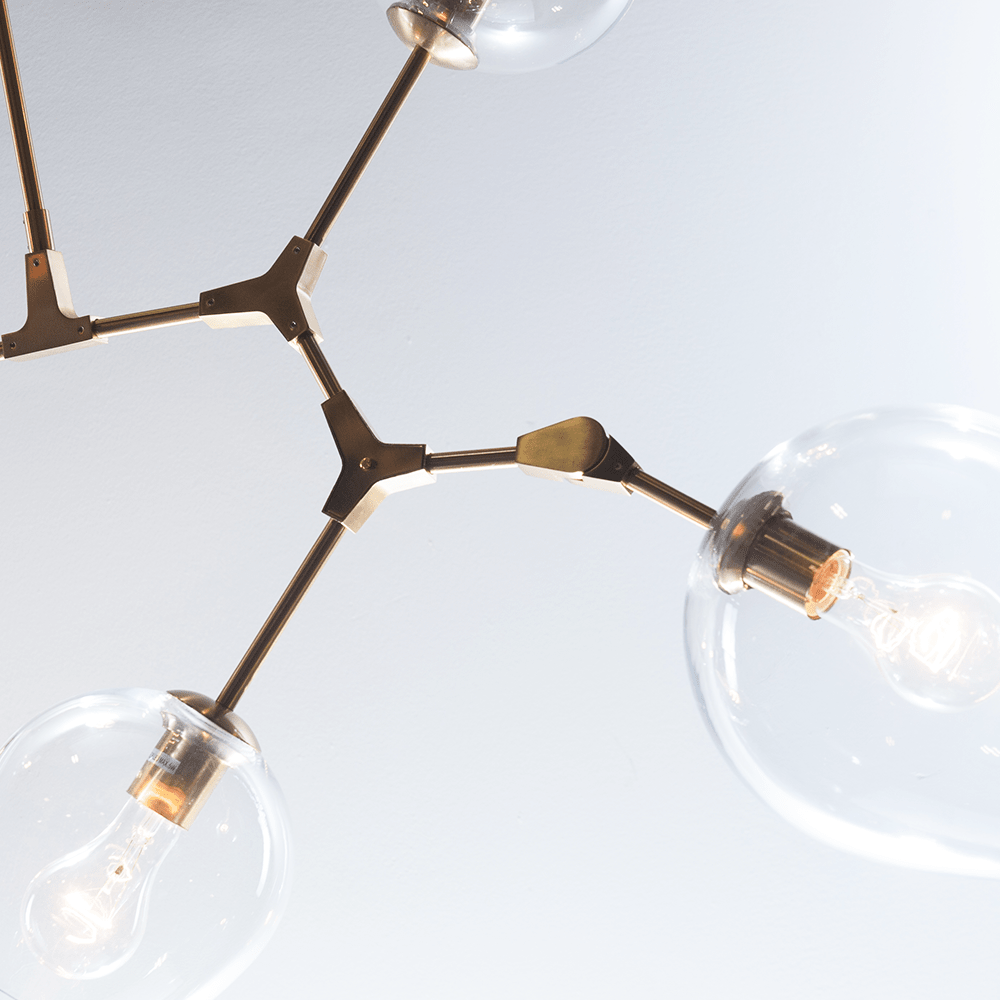 Covington Drop Globe Branching Bubble Chandelier 30'' - Clear GlassBrasscasivra