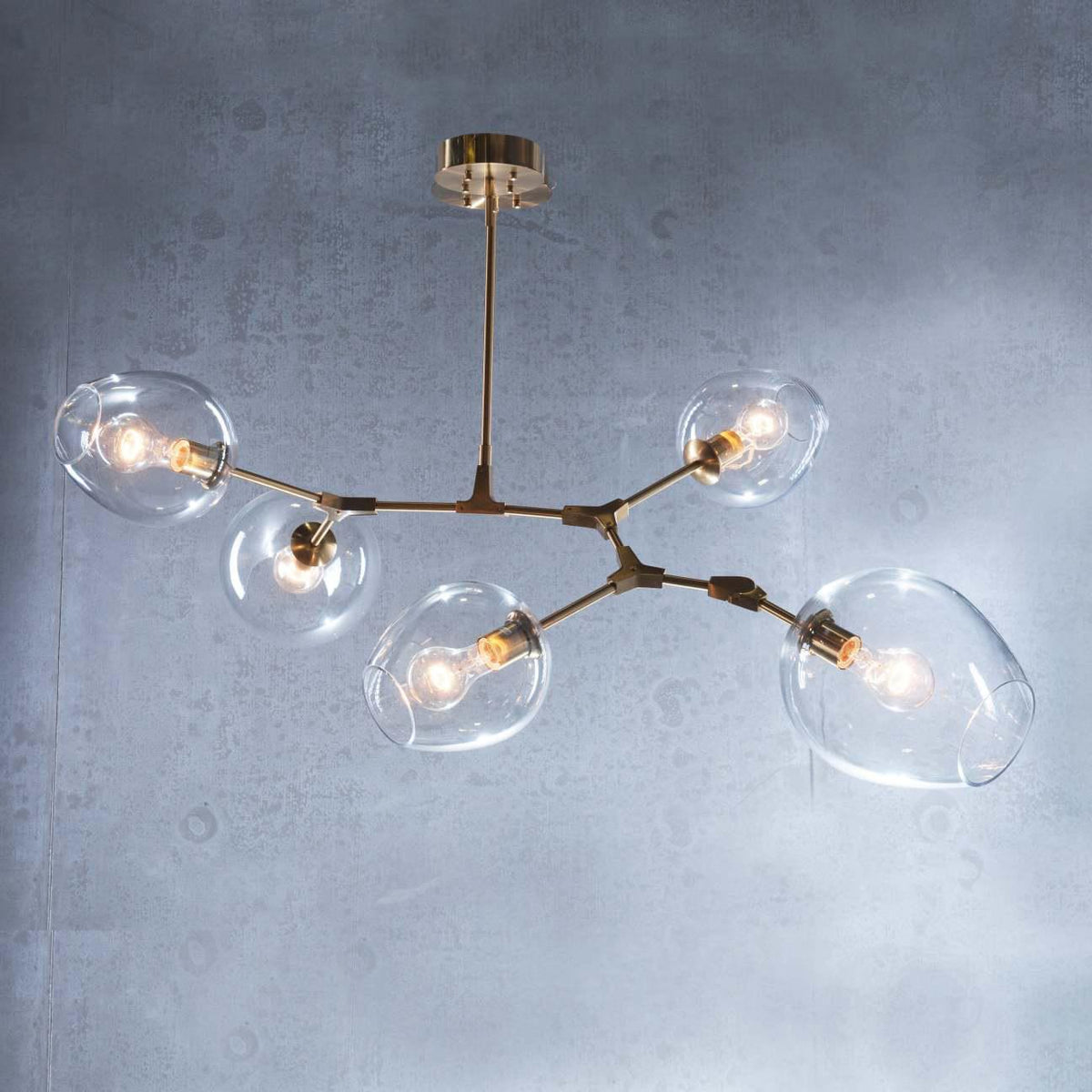 Covington Drop Globe Branching Bubble Chandelier 30'' - Clear GlassBrasscasivra