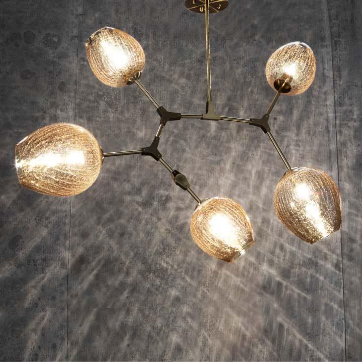 Covington Drop Globe Branching Bubble Chandelier 30'' - Clear GlassBrasscasivra