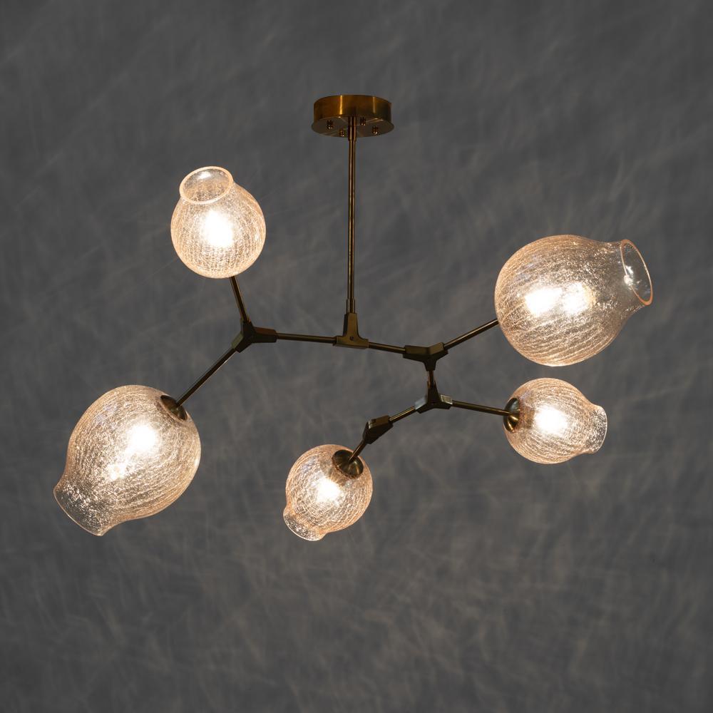 Covington Drop Globe Branching Bubble Chandelier 30'' - Champagne Crackle GlassBrasscasivra
