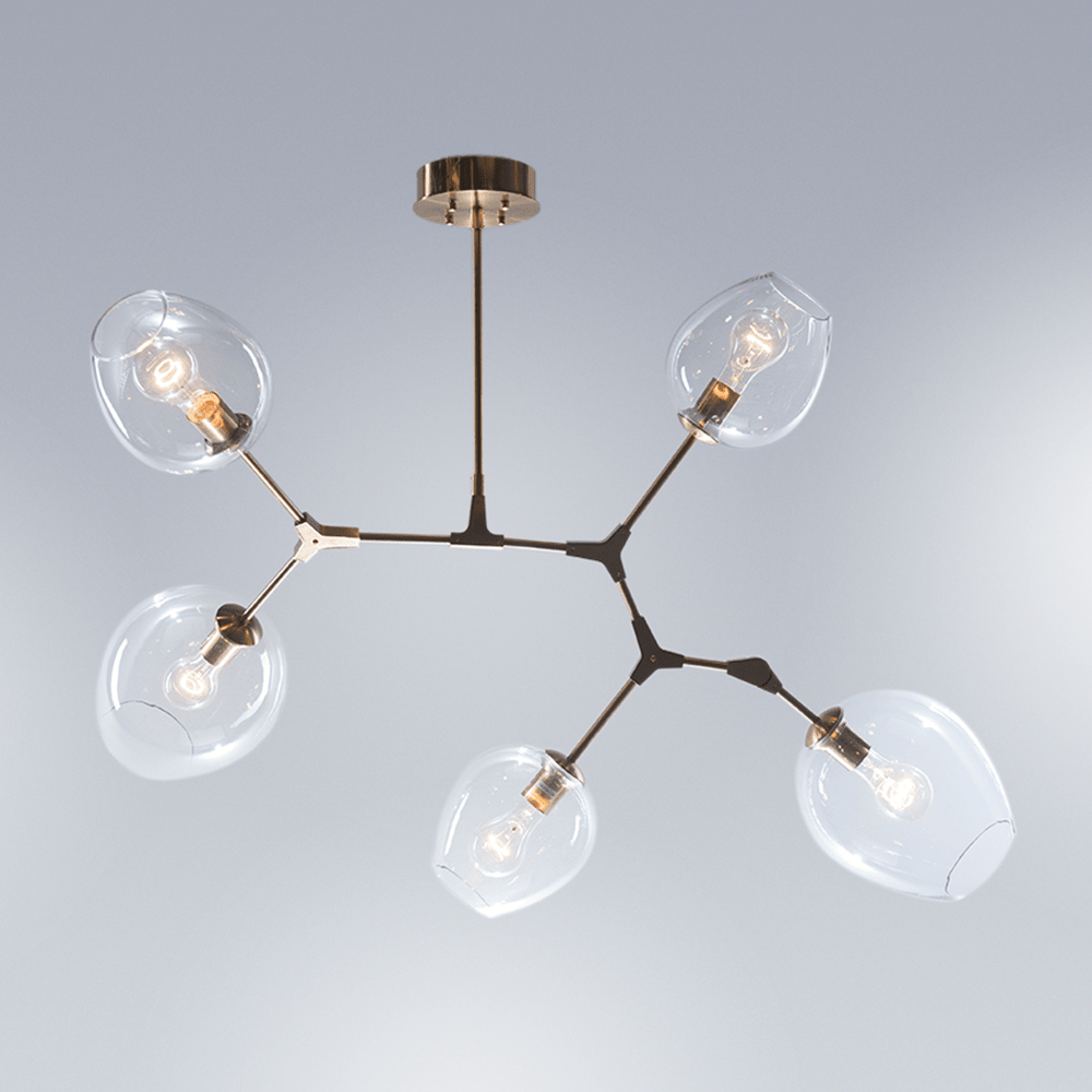 Covington Drop Globe Branching Bubble Chandelier 30'' - Clear GlassBrasscasivra