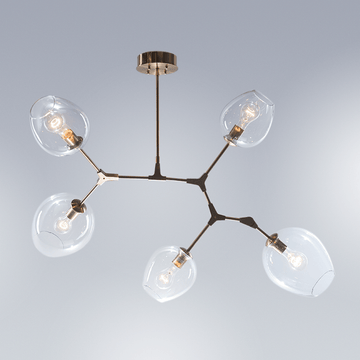 Covington Drop Globe Branching Bubble Chandelier 30'' - Clear GlassBrasscasivra