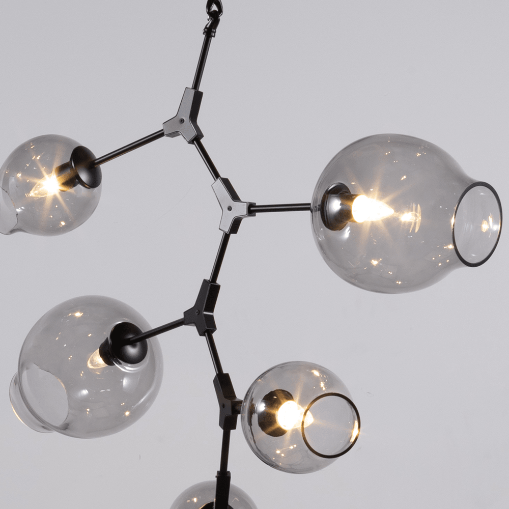 Covington Drop Globe Branching Bubble Chandelier 38'' - Smoke GlassBrasscasivra