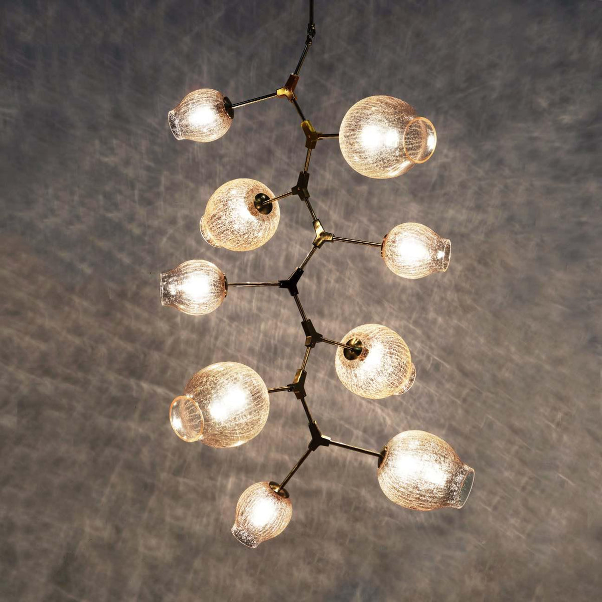 Covington Drop Globe Branching Bubble Chandelier 38'' - Champagne Crackle GlassBrasscasivra