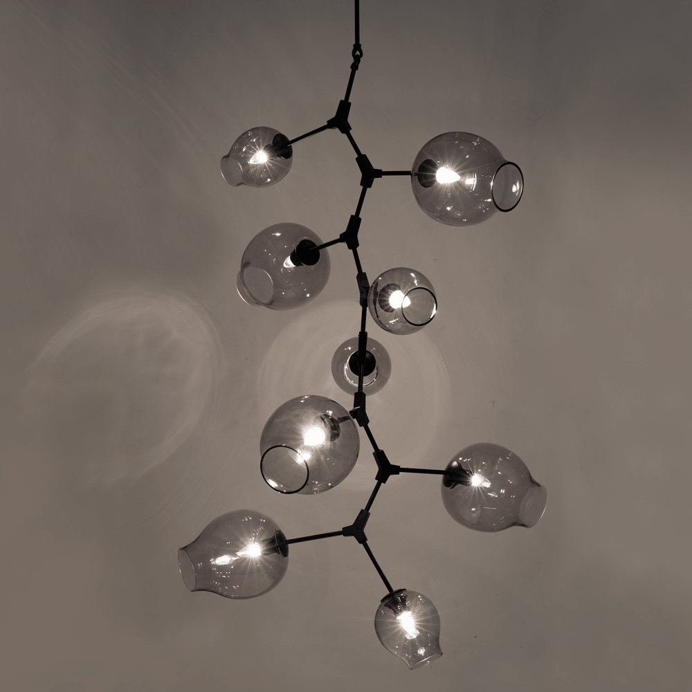 Covington Drop Globe Branching Bubble Chandelier 38'' - Champagne Crackle GlassBronzecasivra