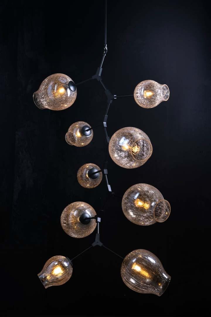 Covington Drop Globe Branching Bubble Chandelier 38'' - Smoke GlassBrasscasivra