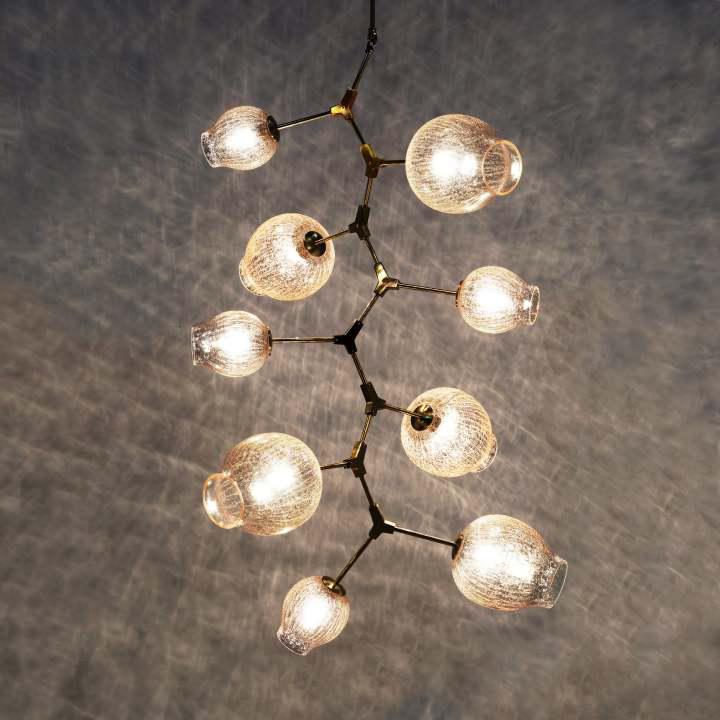 Covington Drop Globe Branching Bubble Chandelier 38'' - Smoke GlassBrasscasivra
