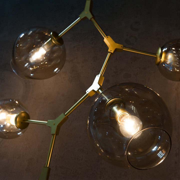 Covington Drop Globe Branching Bubble Chandelier 38'' - Smoke GlassBrasscasivra