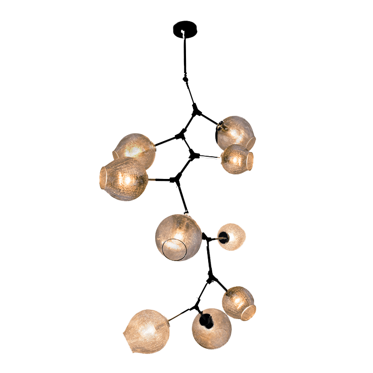 Covington Drop Globe Branching Bubble Chandelier 38'' - Smoke GlassBrasscasivra