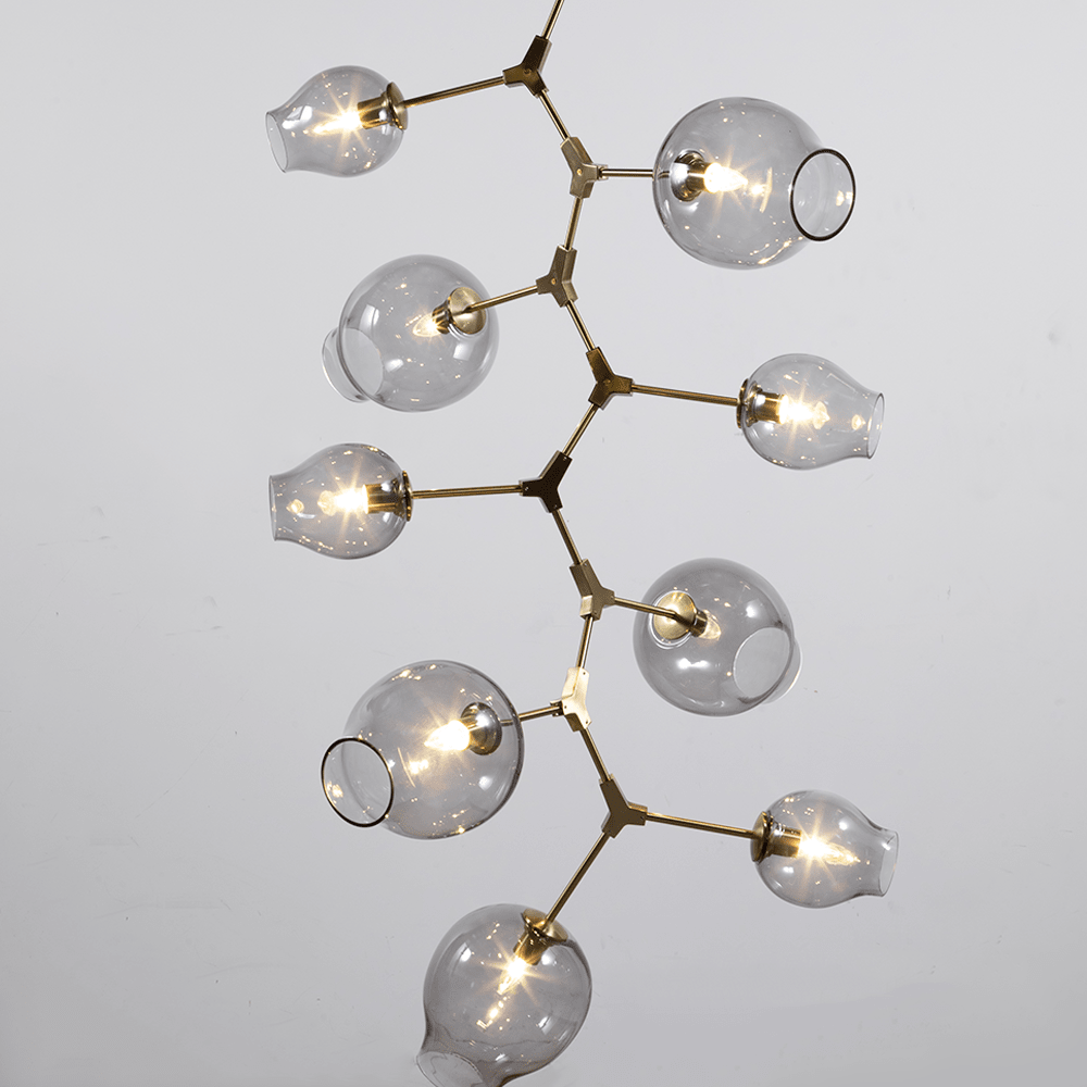 Covington Drop Globe Branching Bubble Chandelier 38'' - Smoke GlassBrasscasivra