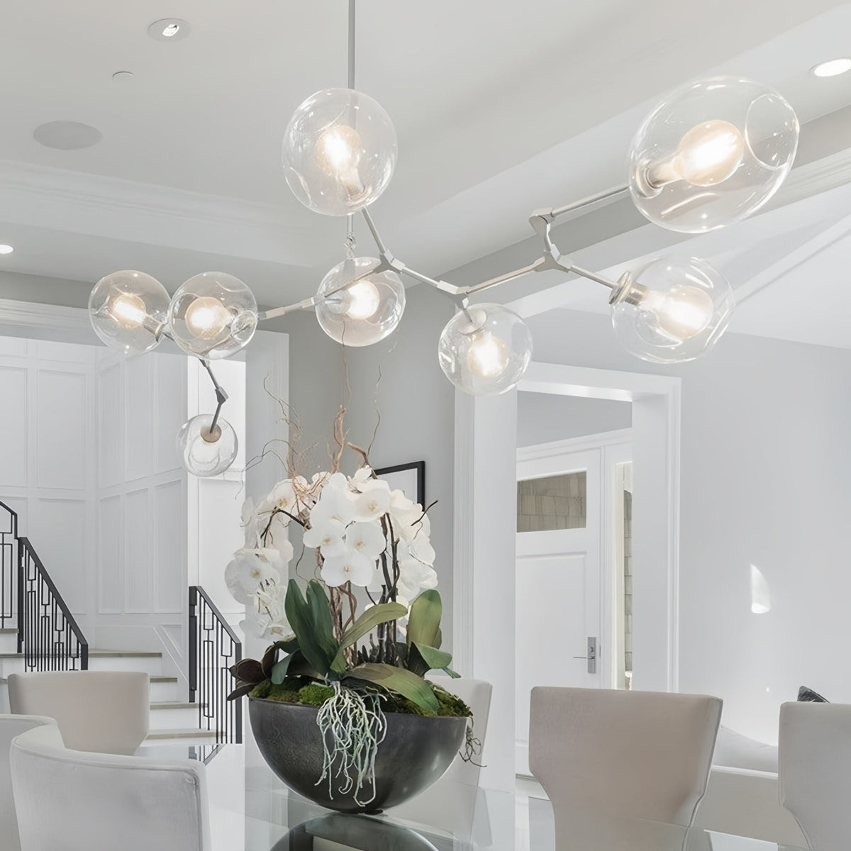 Covington Horizontal Globe Branching Bubble Chandelier - 5-LightNickelcasivra