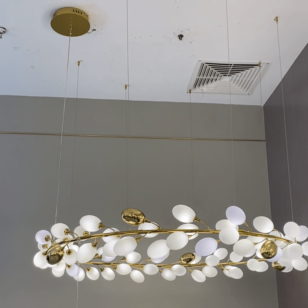 Creative Art Grape Chandelier Pure White Nordic Ring and Linear Design for Living Room or Dining Room