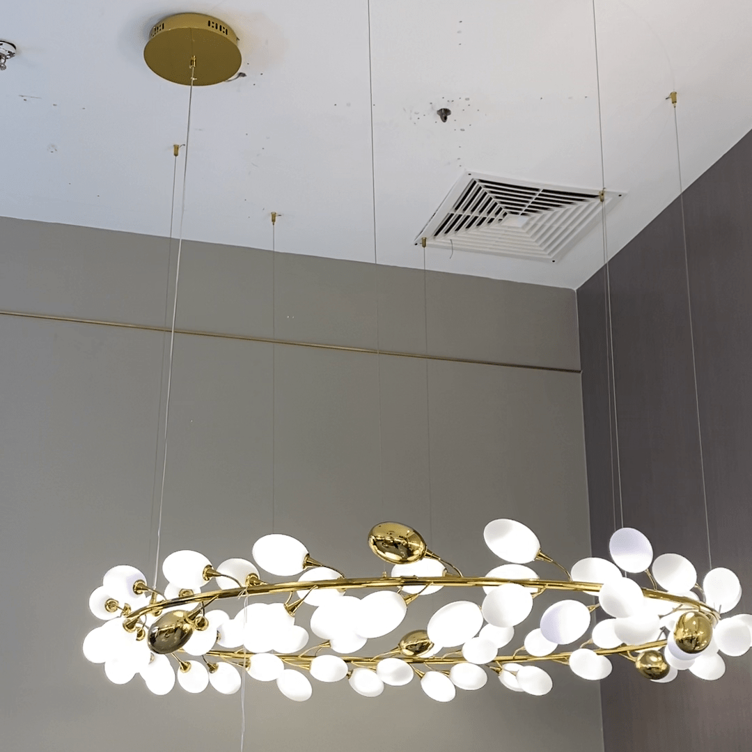 Creative Art Grape Chandelier Pure White Nordic Ring and Linear Design for Living Room or Dining Room