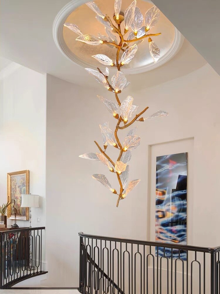 Creative Bionic Resin Leaves Chandelier for Living Room/Dining Room/Staircase - Wall Lamp/W27.5"*H59.1"Warm Lightcasivra