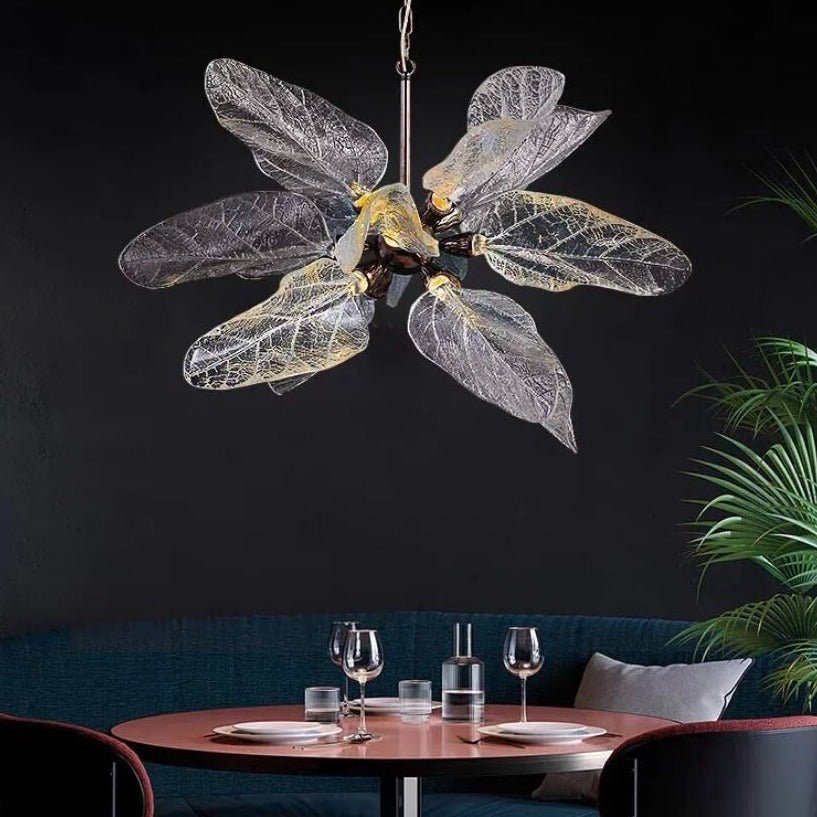 Creative Bionic Resin Leaves Chandelier for Living Room/Dining Room/Staircase - Round/D31.5"*H23.6"Warm Lightcasivra