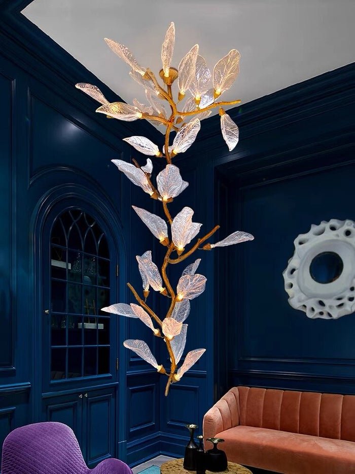 Creative Bionic Resin Leaves Chandelier for Living Room/Dining Room/Staircase - Wall Lamp/W27.5"*H59.1"Warm Lightcasivra