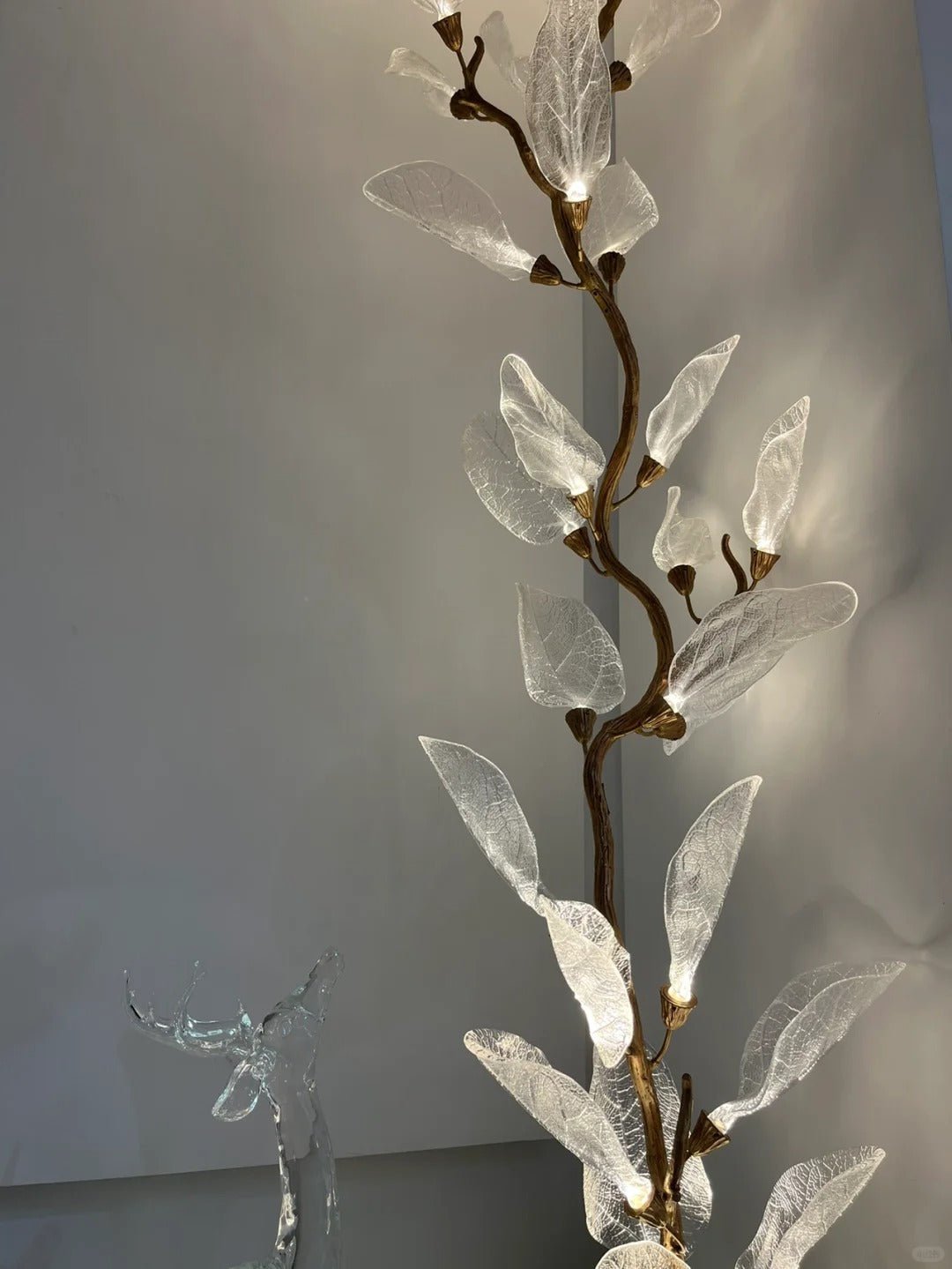 Creative Bionic Resin Leaves Chandelier for Living Room/Dining Room/Staircase - Round/D39.4"*H23.6"Warm Lightcasivra