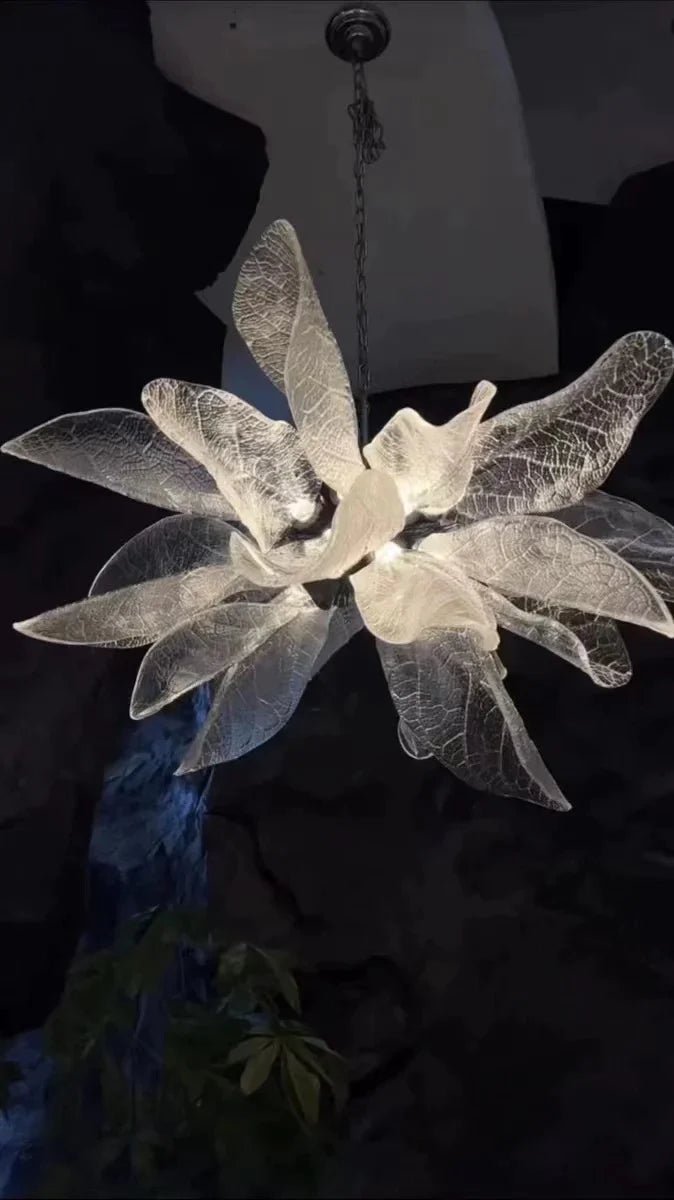 Creative Bionic Resin Leaves Chandelier for Living Room/Dining Room/Staircase - Wall Lamp/W27.5"*H59.1"Warm Lightcasivra