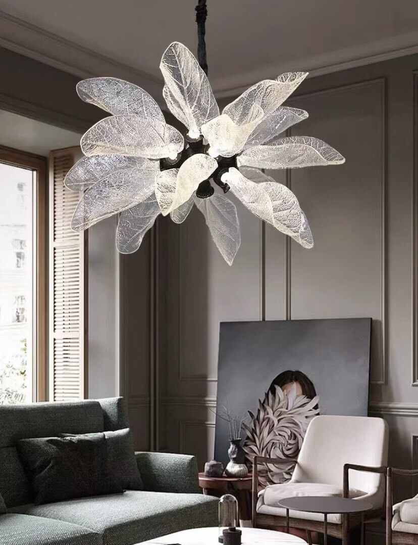 Creative Bionic Resin Leaves Chandelier for Living Room/Dining Room/Staircase - Wall Lamp/W27.5"*H59.1"Warm Lightcasivra