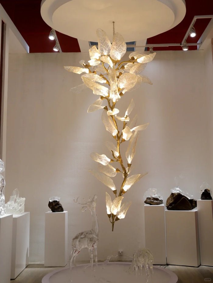 Creative Bionic Resin Leaves Chandelier for Living Room/Dining Room/Staircase - Linear/L47.2"*H19.7"Warm Lightcasivra