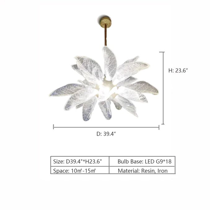 Creative Bionic Resin Leaves Chandelier for Living Room/Dining Room/Staircase - Wall Lamp/W27.5"*H59.1"Warm Lightcasivra