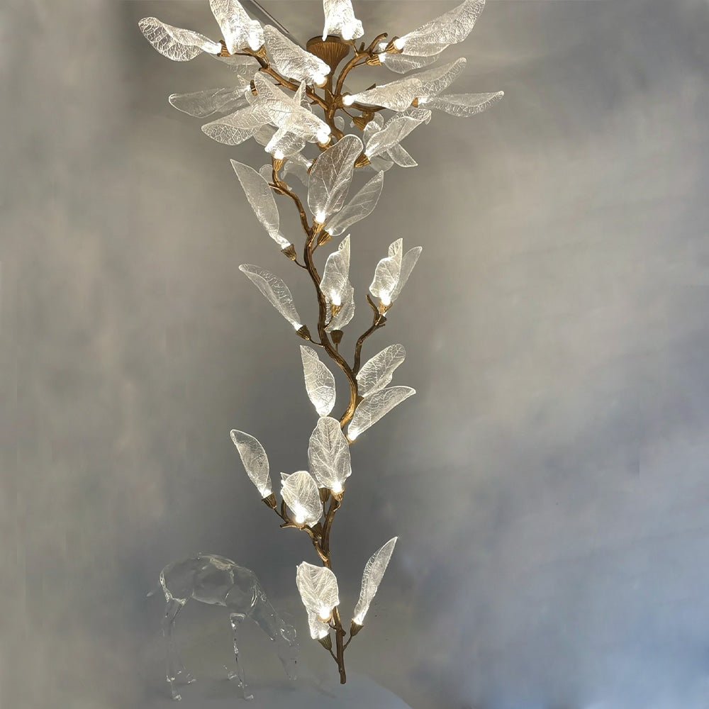 Creative Bionic Resin Leaves Chandelier for Living Room/Dining Room/Staircase - Flush Mount/D47.2"*H98.4"Warm Lightcasivra