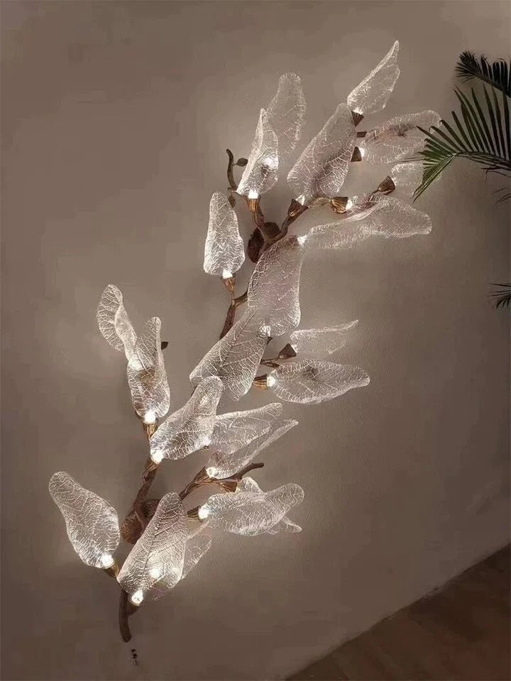 Creative Bionic Resin Leaves Chandelier for Living Room/Dining Room/Staircase - Wall Lamp/W31.5"*H70.8"Warm Lightcasivra