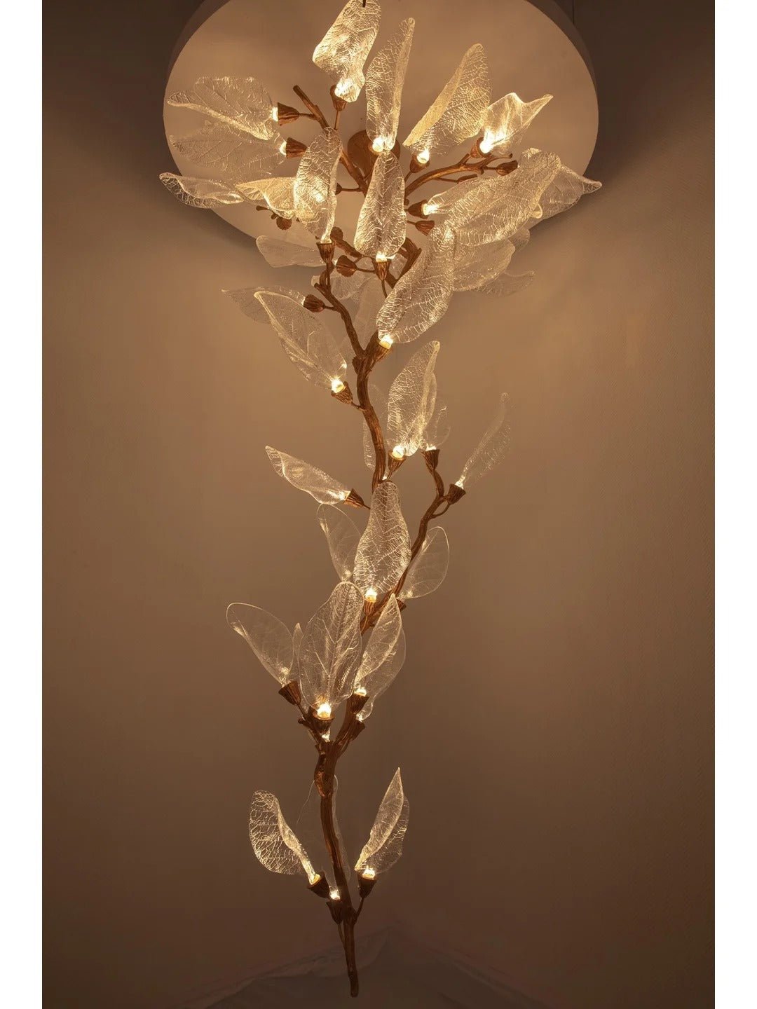 Creative Bionic Resin Leaves Chandelier for Living Room/Dining Room/Staircase - Linear/L47.2"*H19.7"Warm Lightcasivra