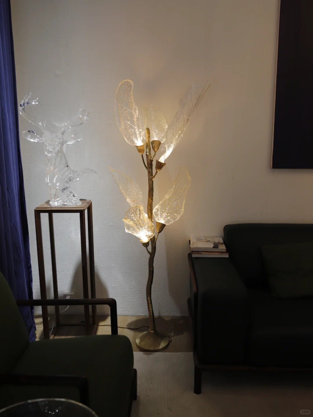 Creative Bionic Resin Leaves Chandelier for Living Room/Dining Room/Staircase - Linear/L47.2"*H19.7"Warm Lightcasivra