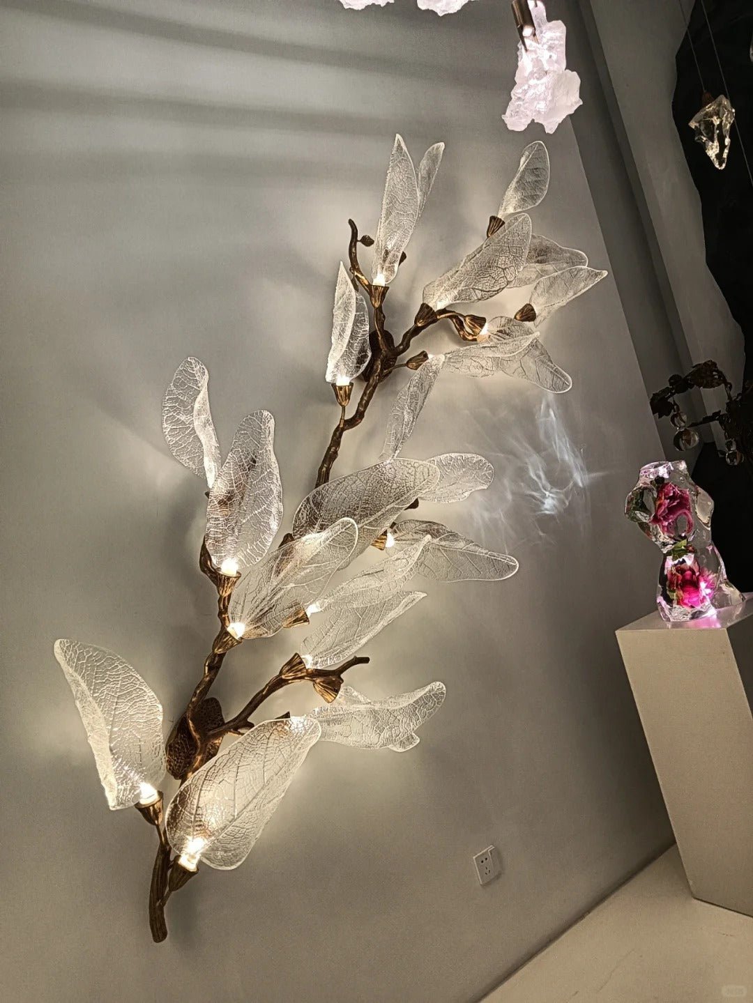 Creative Bionic Resin Leaves Chandelier for Living Room/Dining Room/Staircase - Wall Lamp/W27.5"*H59.1"Warm Lightcasivra
