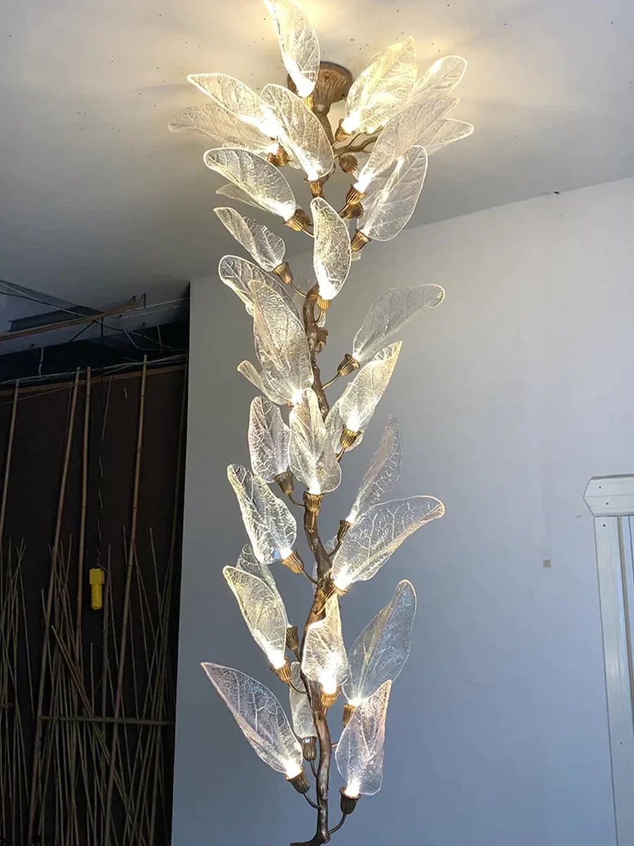 Creative Bionic Resin Leaves Chandelier for Living Room/Dining Room/Staircase - Wall Lamp/W31.5"*H70.8"Warm Lightcasivra