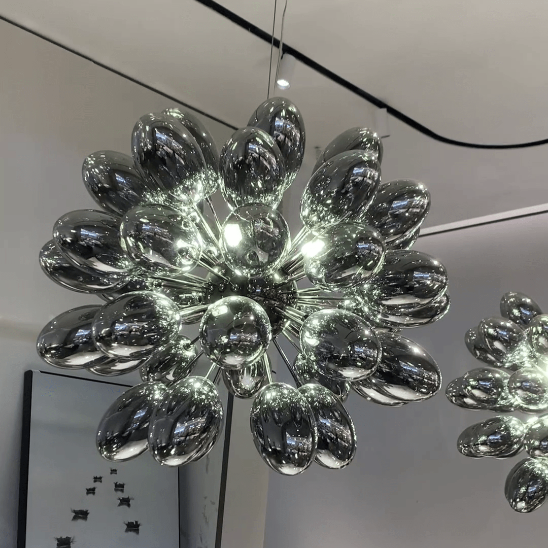 Creative Black Grape Glass Chandelier for Bar/Dining/Living Room/Kitchen Island - D23.6"Warm Lightcasivra