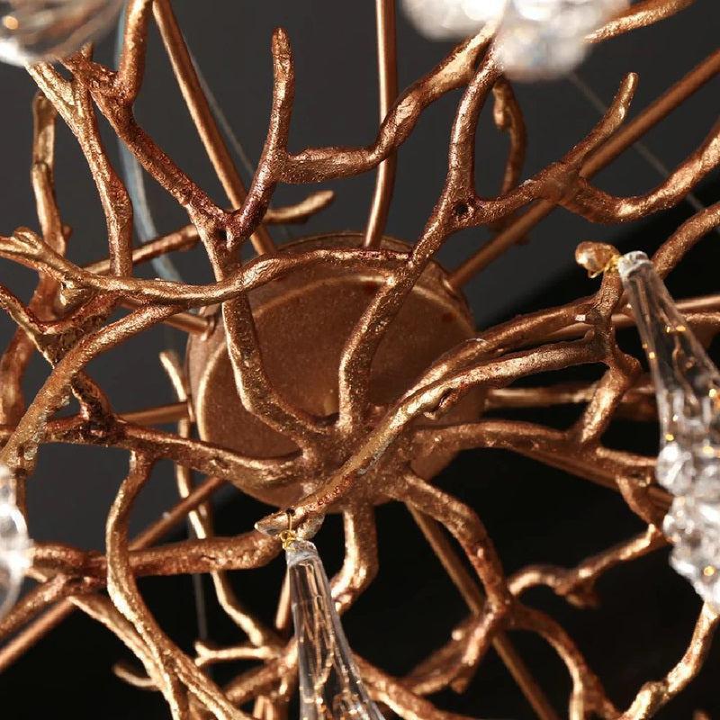 Creative Rose Crystal Brass Branch Chandelier - casivra