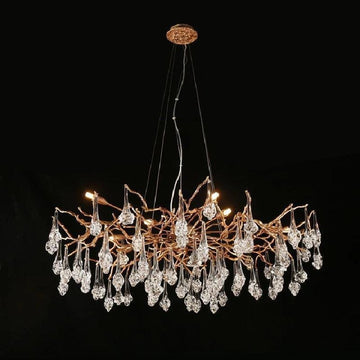 Creative Rose Crystal Brass Branch Chandelier - casivra