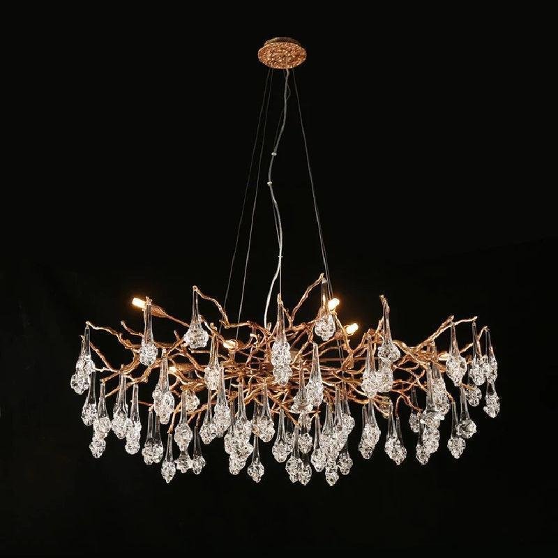 Creative Rose Crystal Brass Branch Chandelier - casivra