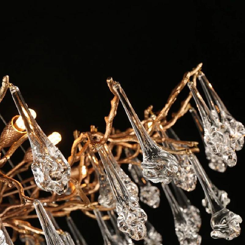 Creative Rose Crystal Brass Branch Chandelier - casivra