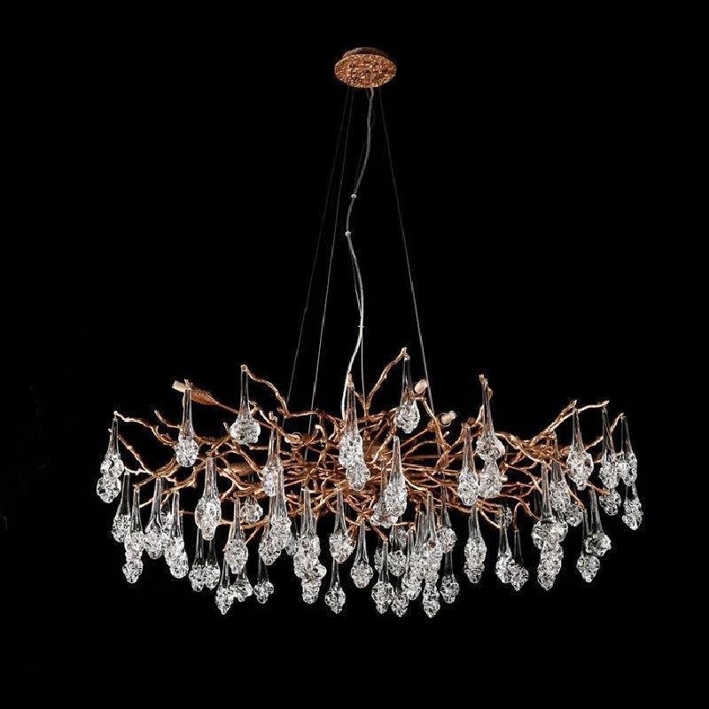 Creative Rose Crystal Brass Branch Chandelier - casivra