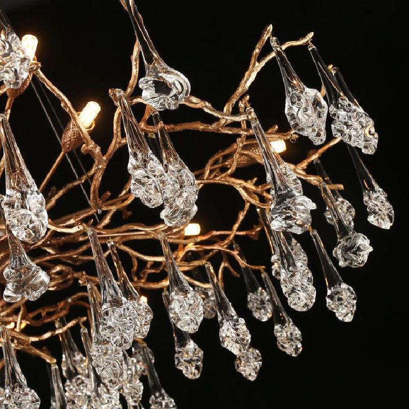 Creative Rose Crystal Brass Branch Chandelier - casivra