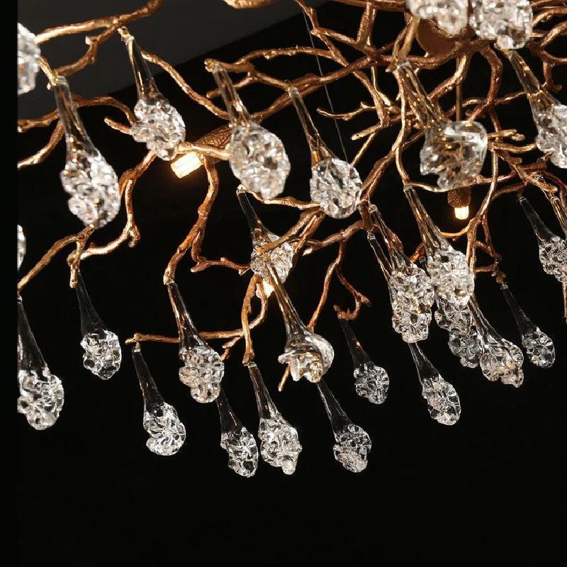 Creative Rose Crystal Brass Branch Chandelier - casivra